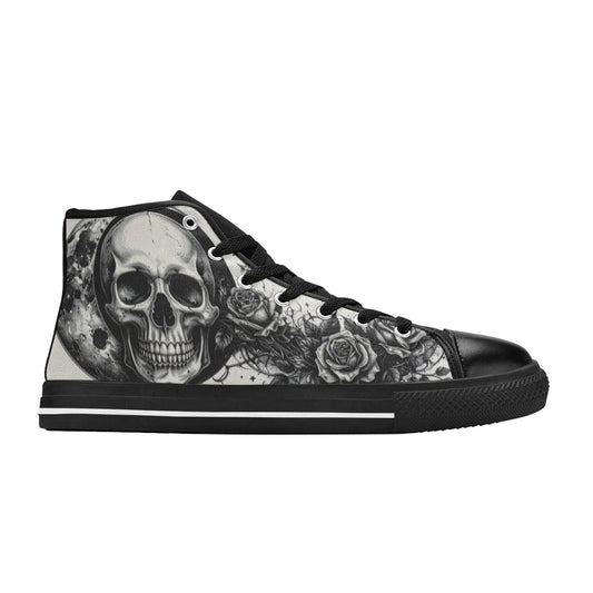 MEN'S Dark Skull Butterfly Men’S High Top Canvas Vivid Custom Shoes