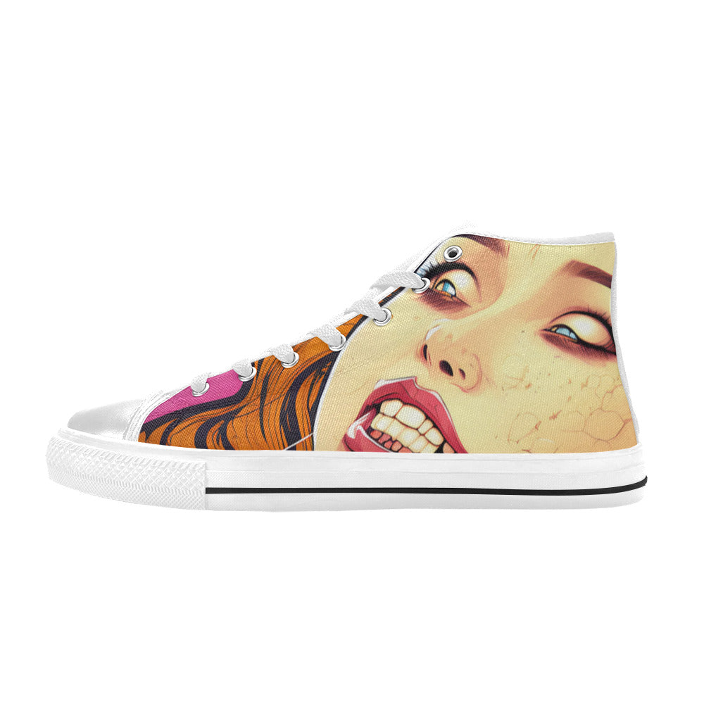 MEN'S Cc Retro Woman Face High Top Canvas Cottagecore Custom Sneakers