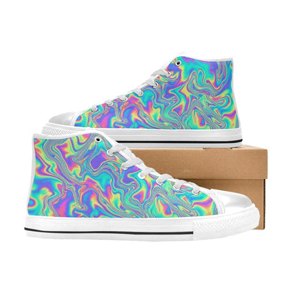 MEN'S Holographic Tribal Blaze 4 High Top Canvas Vibrant Chaos Custom Sneakers