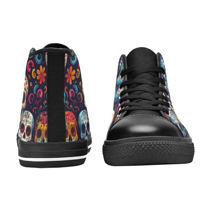 MEN'S Day Of Dead Sugar Skull High Top Canvas Surreal Custom Shoes