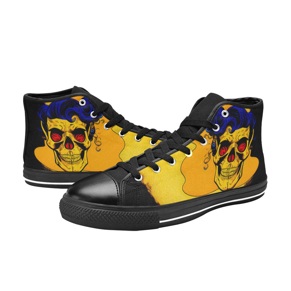 WOMEN'S Cc Retro Skull Art High Top Canvas Dark Academia Shoes