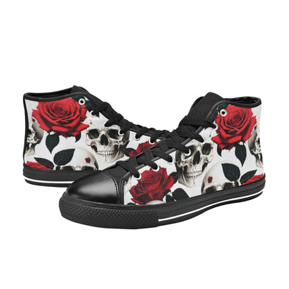 MEN'S Skulls Roses Deluxe 5 High Top Canvas Neon Fantasy Custom Sneakers