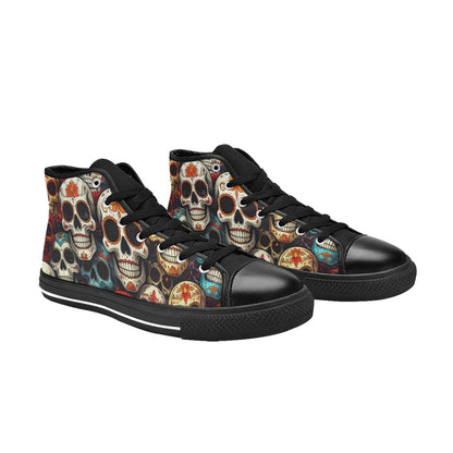 WOMEN'S Aggressive Comic Sugar Skull High Top Canvas Aesthetic Sneakers