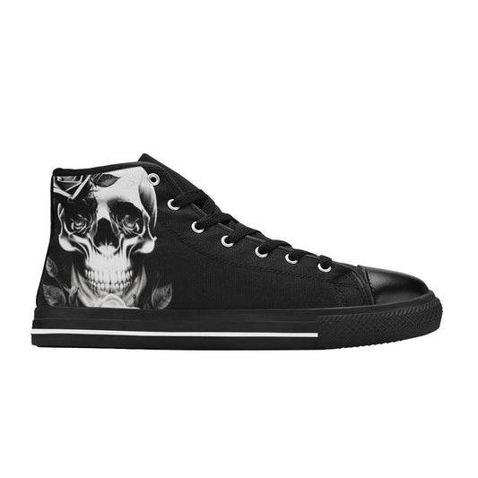 WOMEN'S Cartoon Style Skulls Roses High Top Canvas Vibrant Chaos Custom Shoes