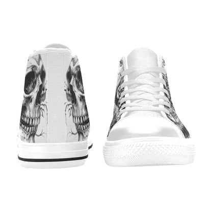 Dark Rose Women's Gothic Skull Art High Top Canvas Shoes | Freaky Shoes®