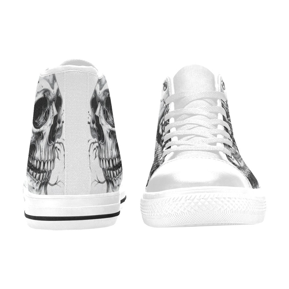 Skull Rose Art Gothic Women's Dark High Top Canvas Shoes | Freaky Shoes®