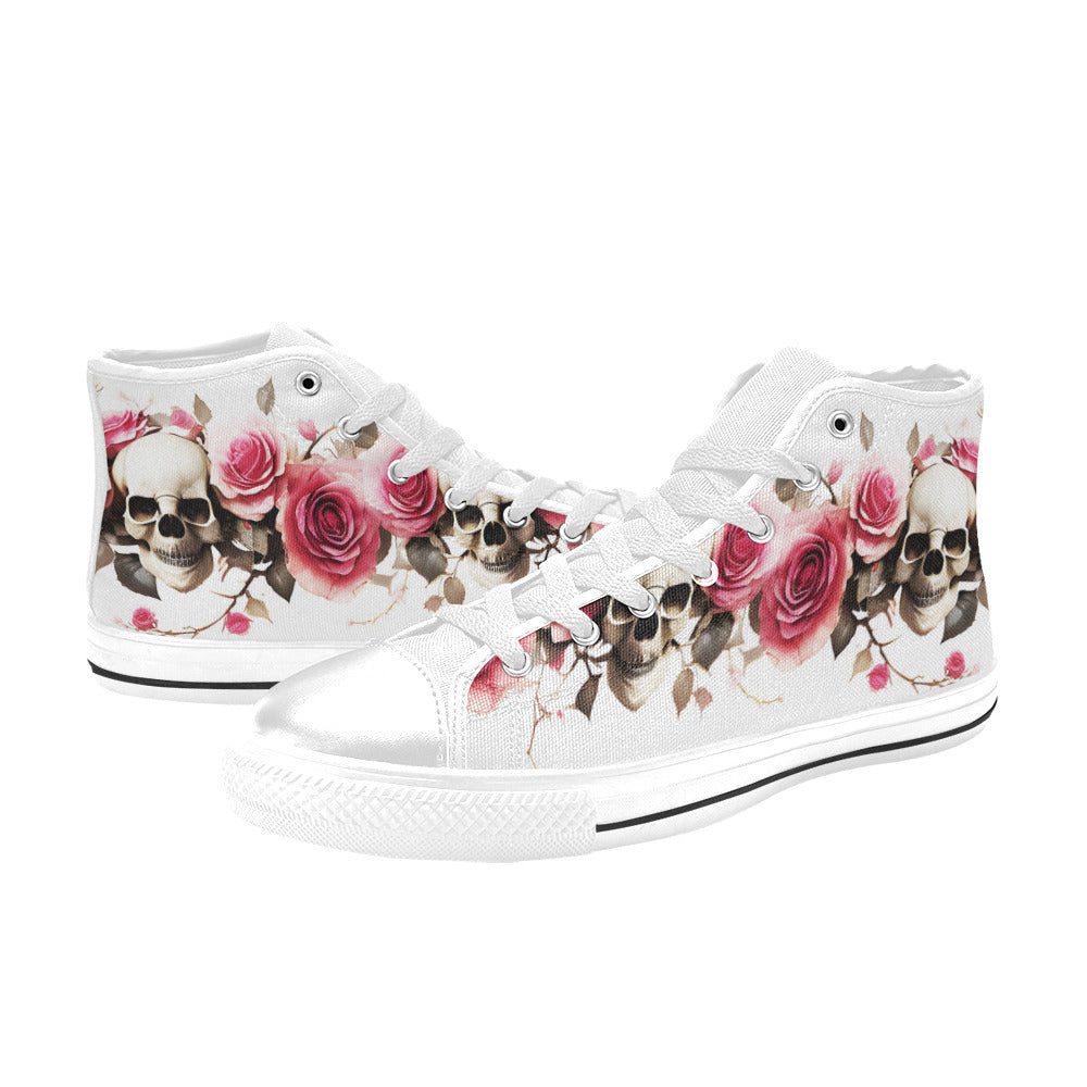 WOMEN'S Skulls Roses Deluxe 14 High Top Canvas Aesthetic Custom Shoes