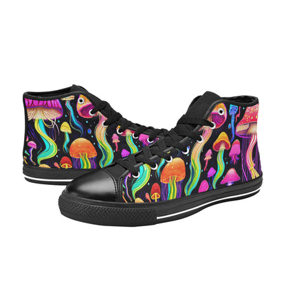 WOMEN'S Jellyfish Vibrant Mushroom Art High Top Canvas Dark Academia Custom Shoes