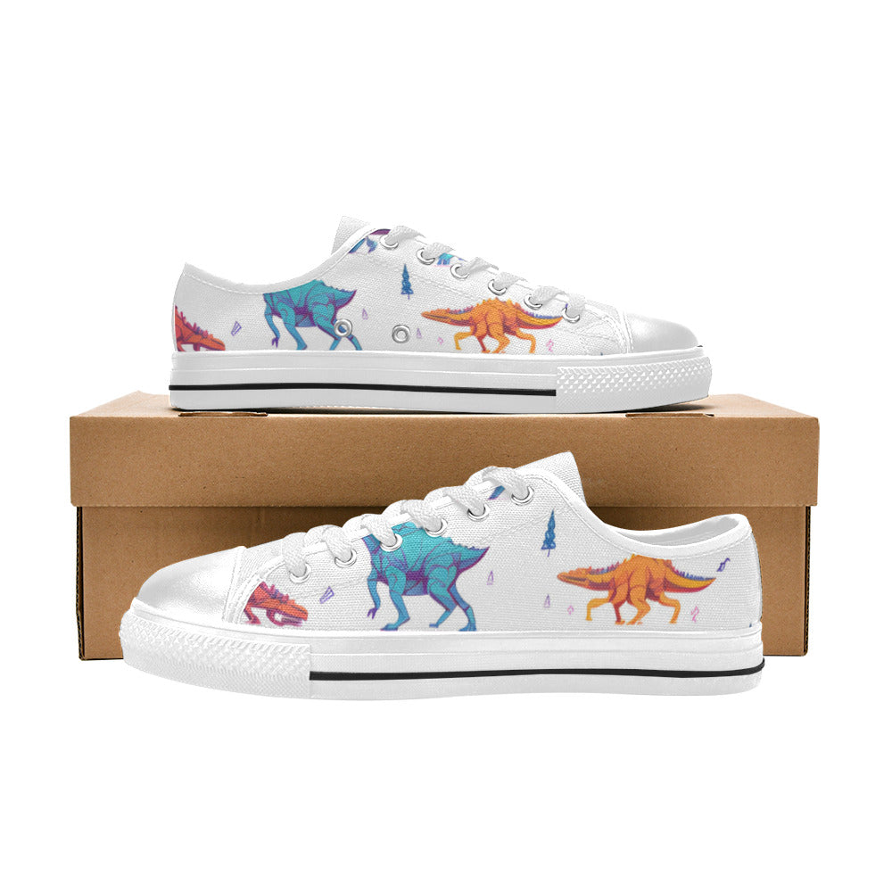MEN'S Dino Print Art Canvas Vibrant Chaos Custom Shoes