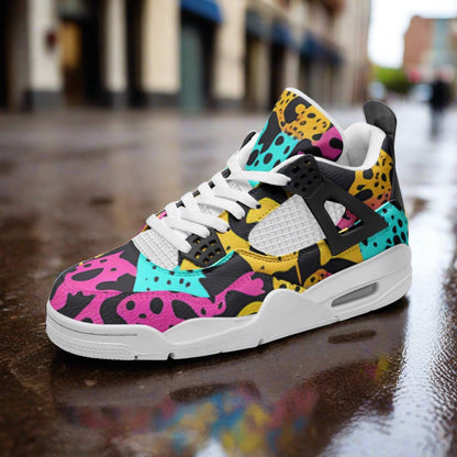 Cherry Blossom Crimson Black Wearable Bold Art - Freaky Shoes | Custom Art Sneakers