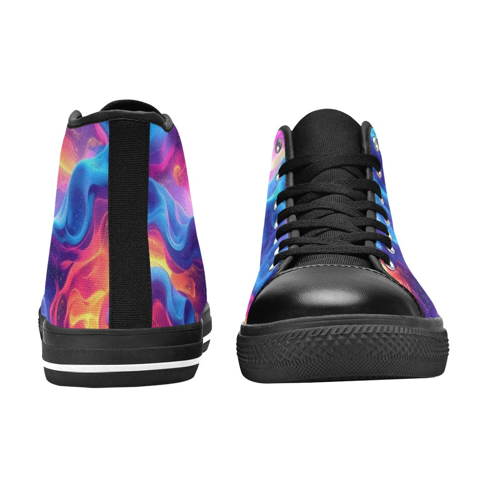 MEN'S Ethereal Camo Design 2 High Top Canvas Neon Fantasy Sneakers