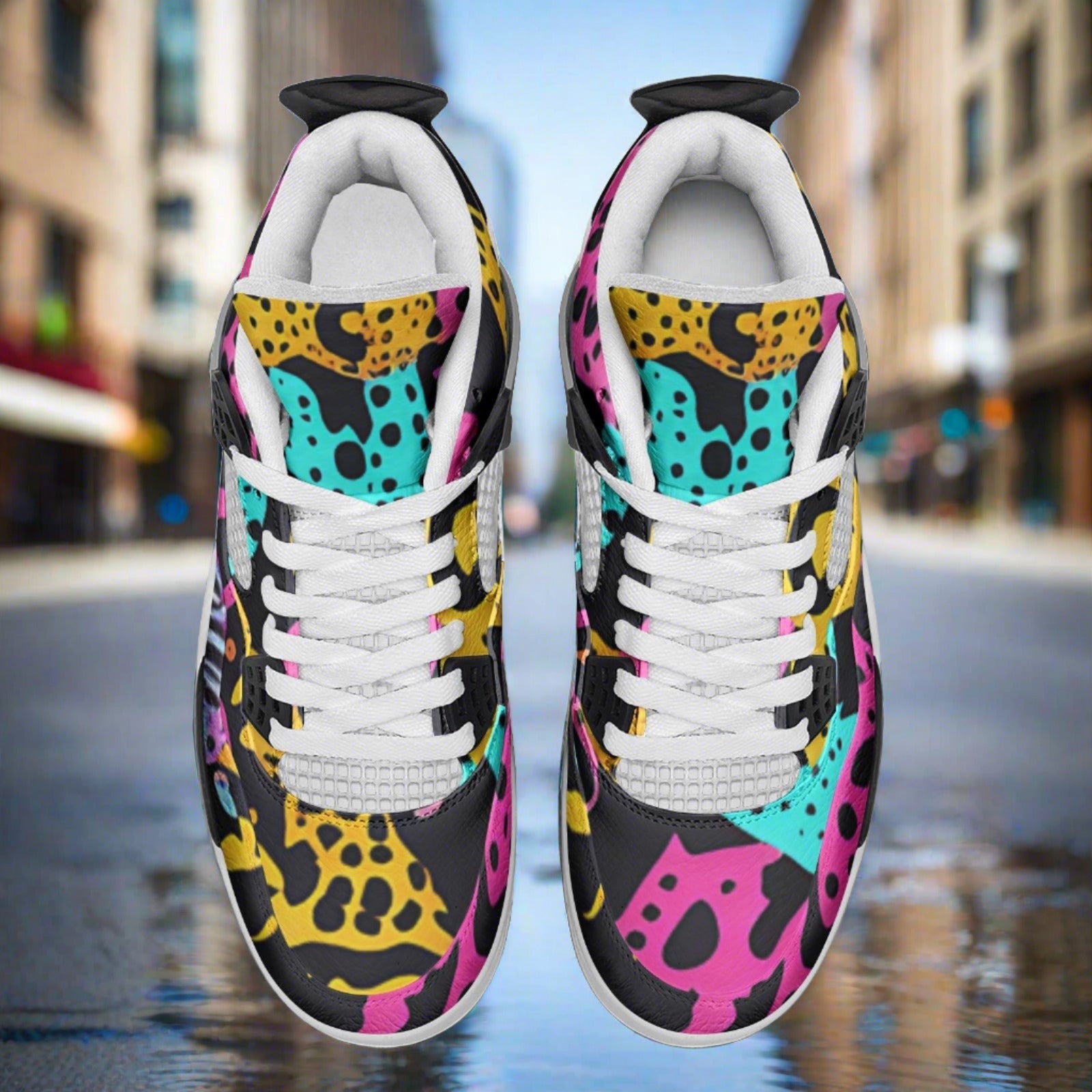 Cherry Blossom Crimson Black Wearable Bold Art - Freaky Shoes | Custom Art Sneakers