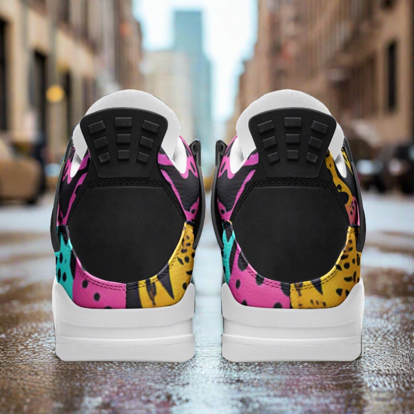 Cherry Blossom Crimson Black Wearable Bold Art - Freaky Shoes | Custom Art Sneakers