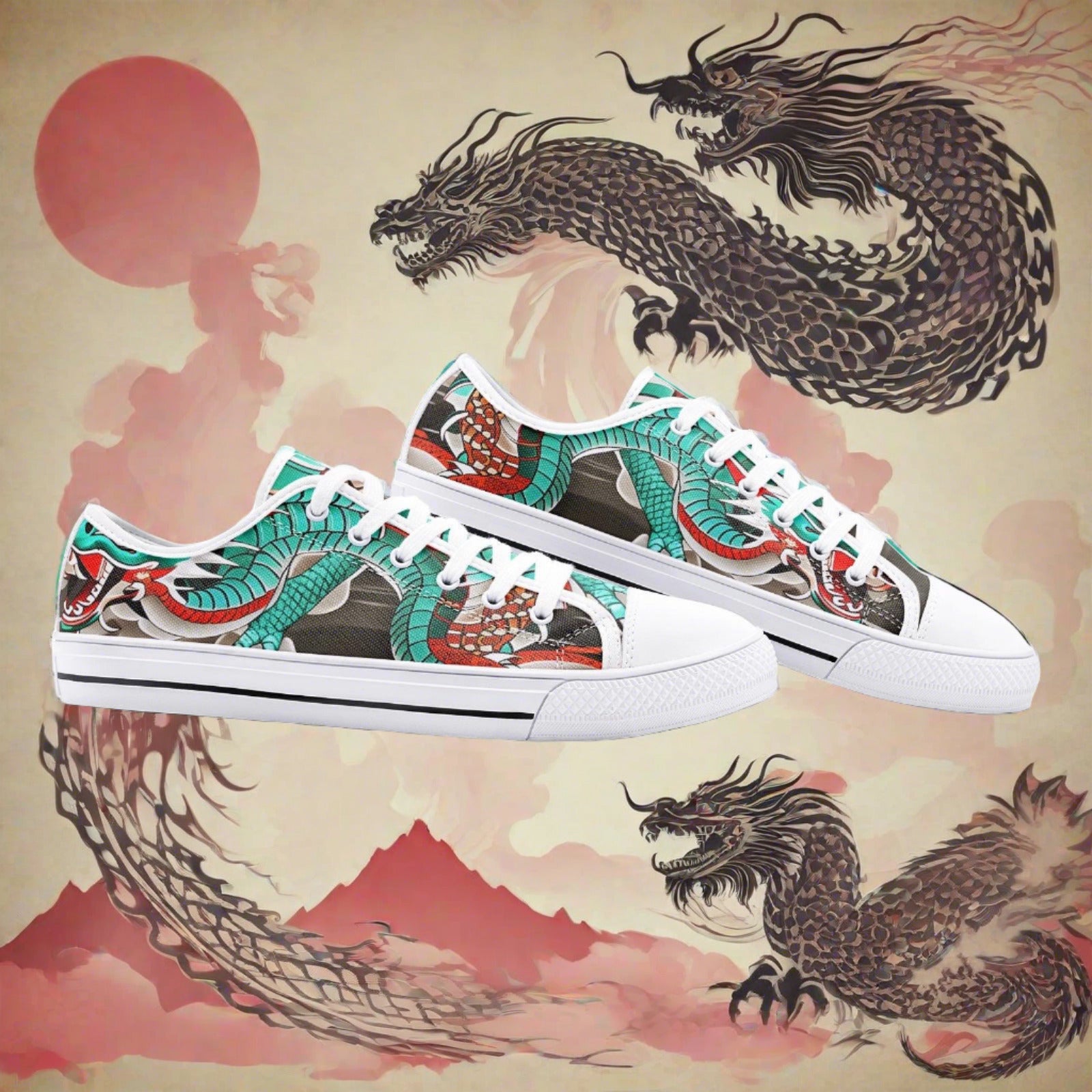 Monarch Purple Teal Vivid Bold Art - Freaky Shoes | Custom Art Sneakers