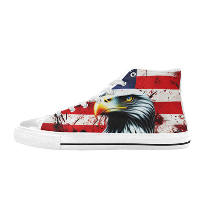 WOMEN'S Patriotic Eagle Distressed High Top Canvas Surreal Sneakers