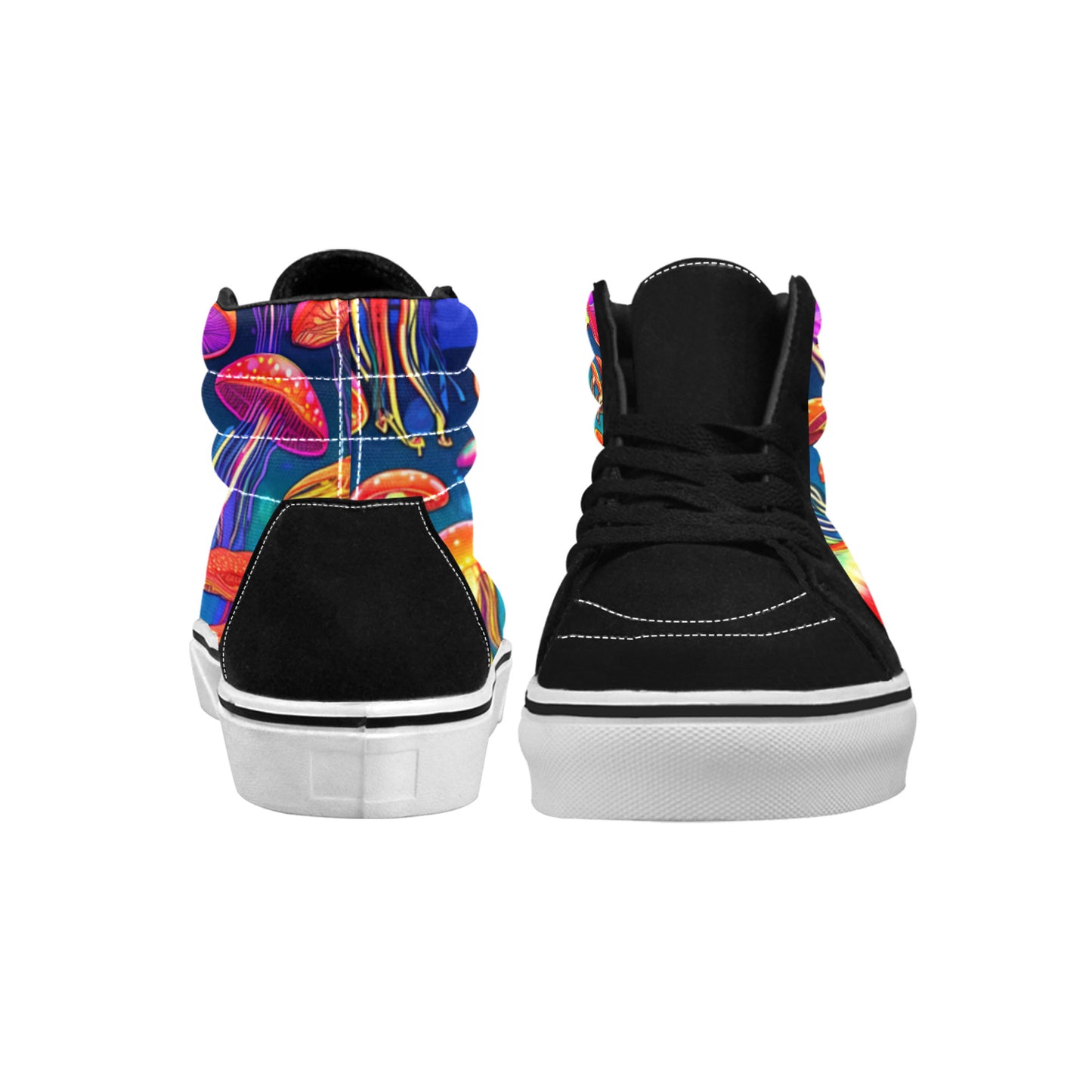 MEN'S Jellyfish Vibrant Mushroom Art High Top Skateboarding Grunge Custom Shoes