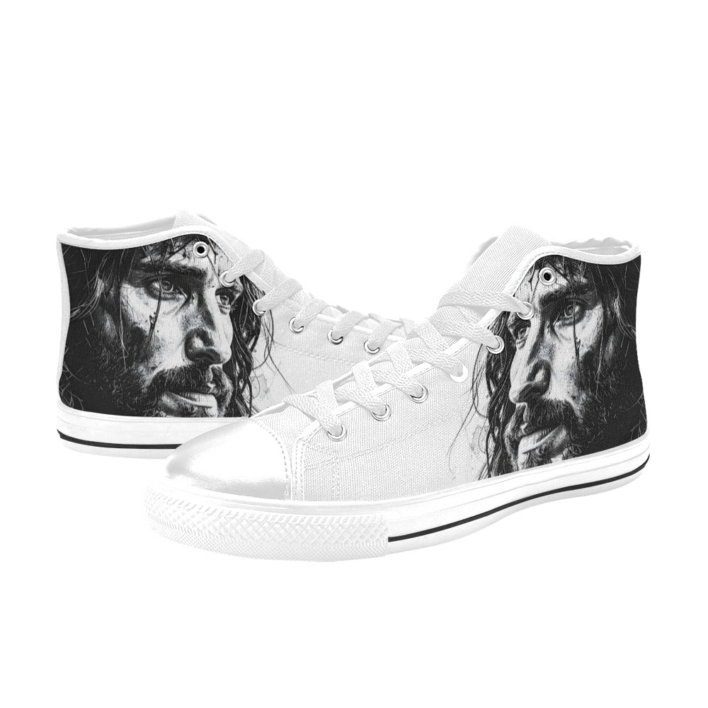 WOMEN'S Jesus High Top Canvas Neon Fantasy Custom Sneakers