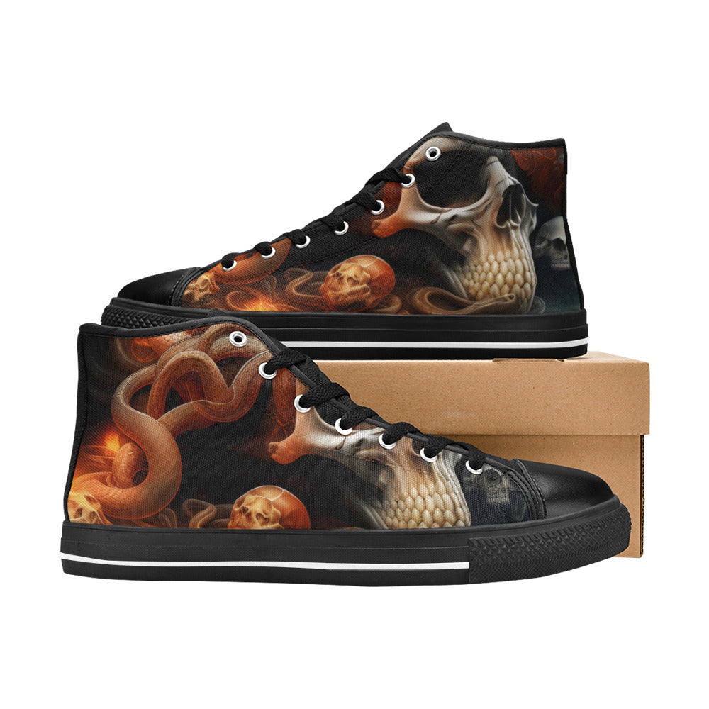 WOMEN'S Cc Snakes Skulls High Top Canvas Vivid Custom Shoes