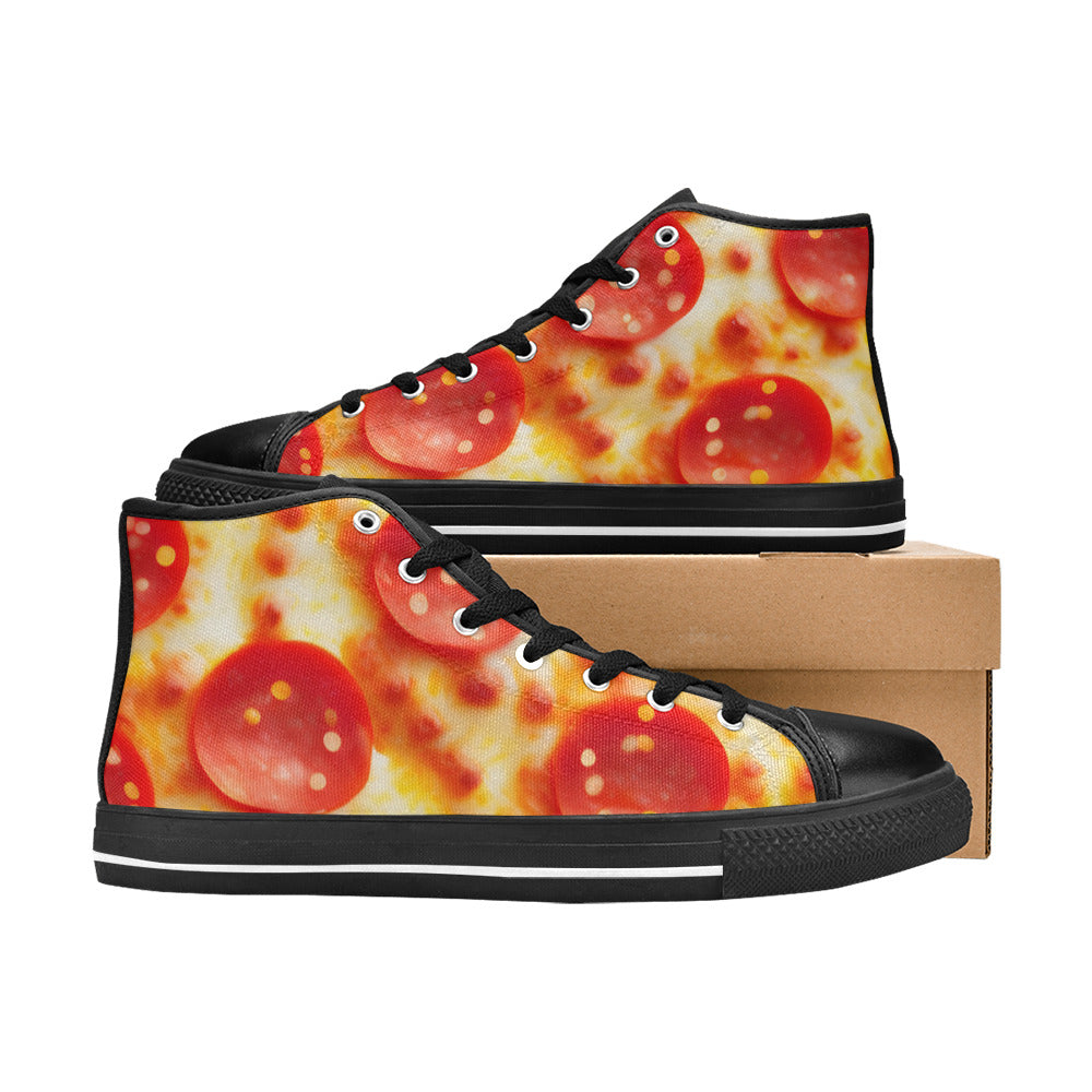 WOMEN'S Cc Pepperoni Pizza Cheese High Top Canvas Y2K Custom Shoes