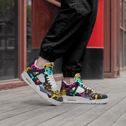 Cherry Blossom Crimson Black Wearable Bold Art - Freaky Shoes | Custom Art Sneakers