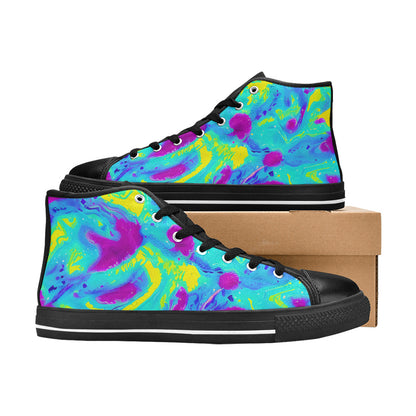 MEN'S Tie Dye Splash Retro High Top Canvas Vivid Custom Sneakers
