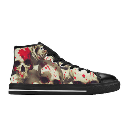 WOMEN'S Splatter Skulls 2 High Top Canvas Cottagecore Custom Sneakers