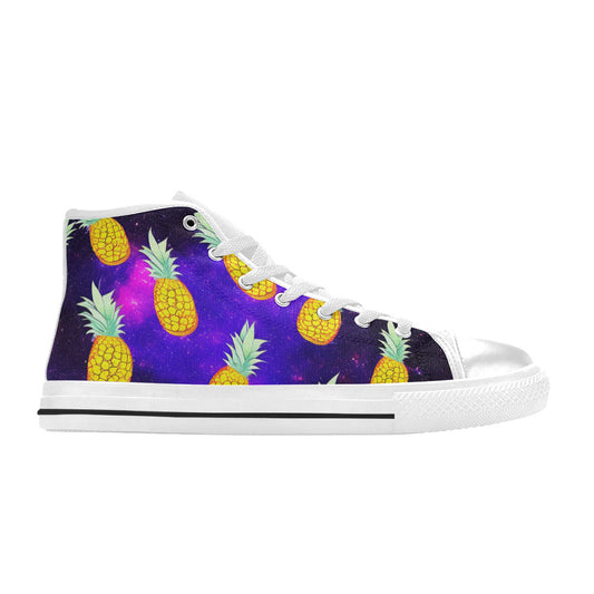 MEN'S Galaxy Pineapples 2 Men’S High Top Canvas Neon Fantasy Sneakers