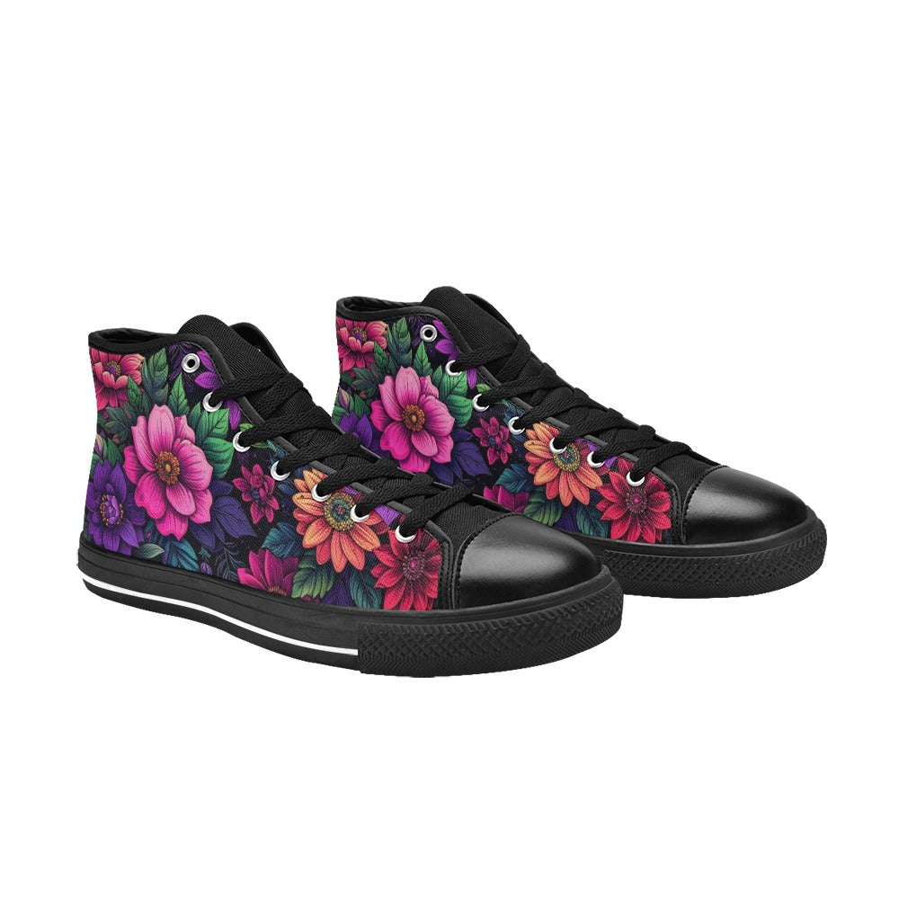 MEN'S Trippy Floral Chaos High Top Canvas Surreal Shoes