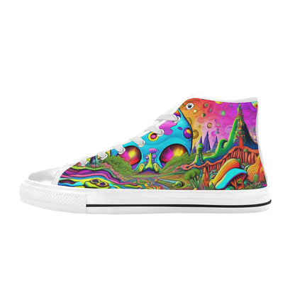 MEN'S Trippy Acid World Art High Top Canvas Cottagecore Custom Sneakers