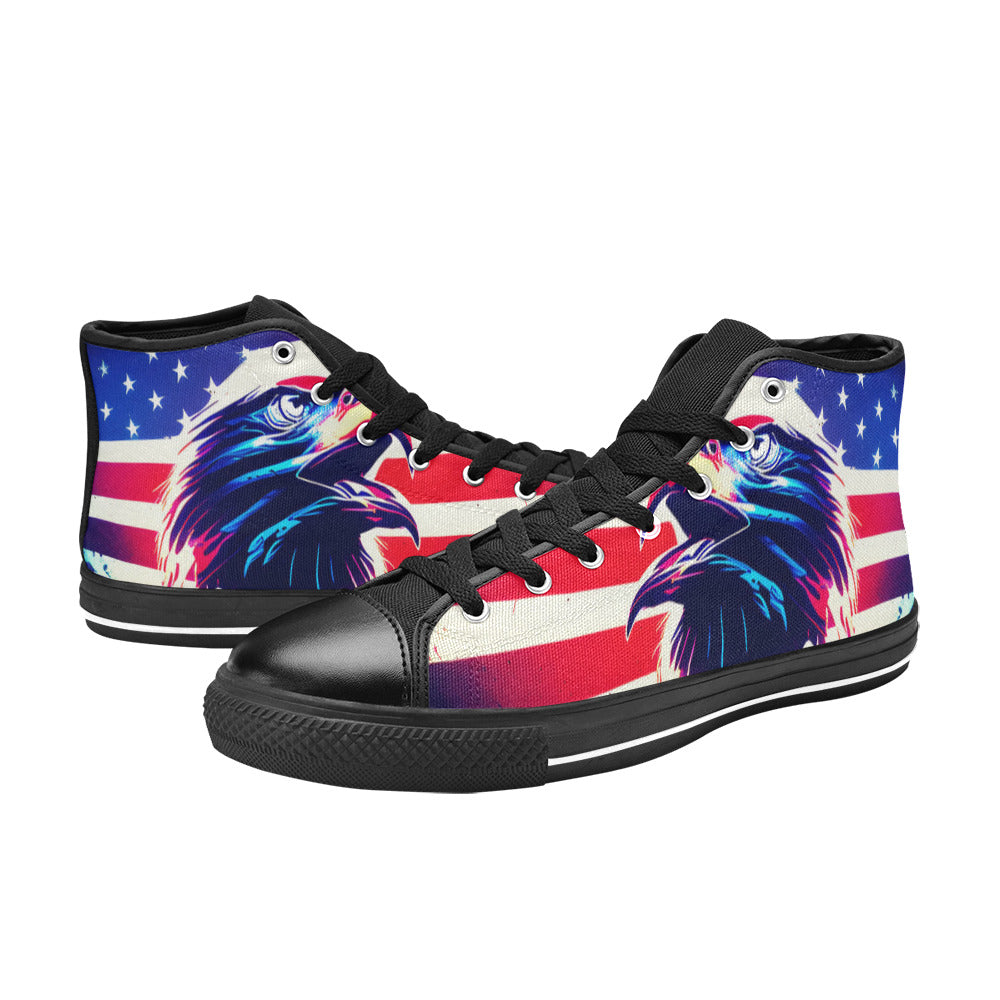 WOMEN'S Patriotic Eagle High Top Canvas Dreamcore Custom Sneakers