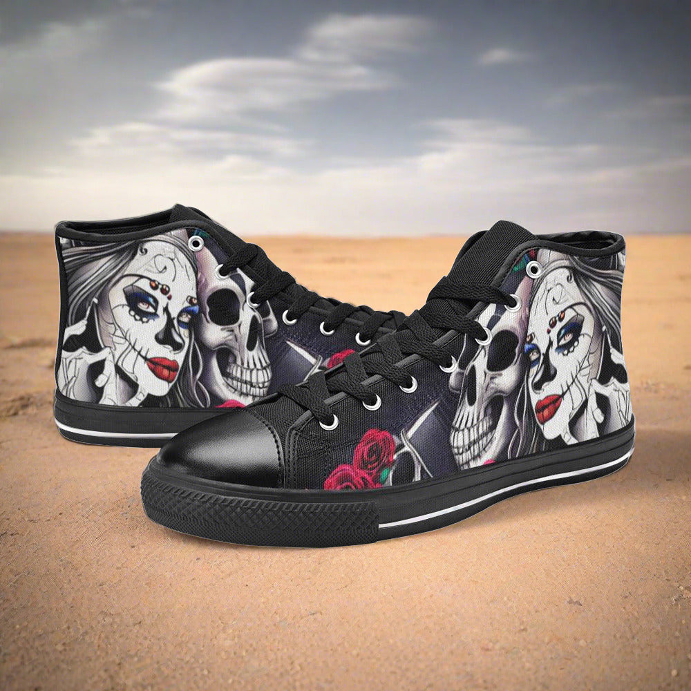 Wolf Crimson Black Vivid WOMEN Bold Art - Freaky Shoes | Custom Art Sneakers
