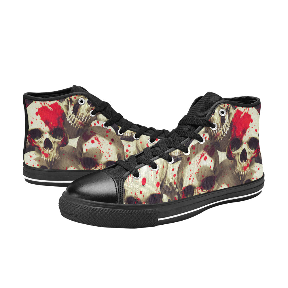 MEN'S Splatter Skulls 2 Men’S High Top Canvas Y2K Sneakers