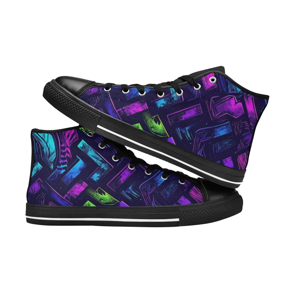 MEN'S Electric Houndstooth Dream 1 High Top Canvas Grunge Shoes