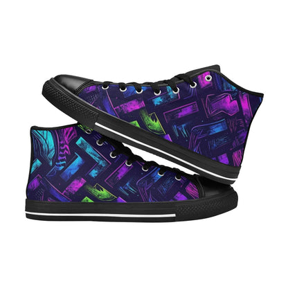 MEN'S Electric Houndstooth Dream 1 High Top Canvas Grunge Shoes