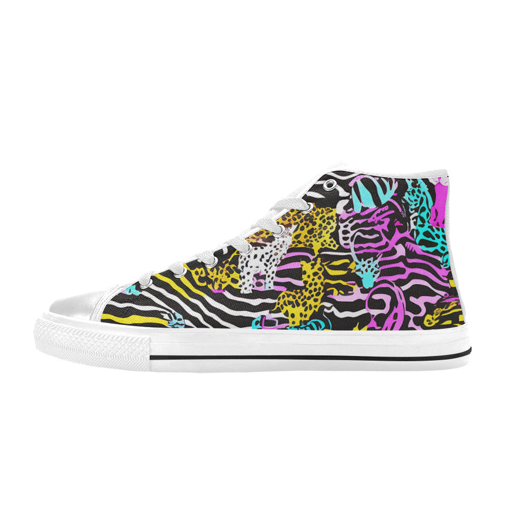 WOMEN'S Neon Animal Print High Top Canvas Vivid Shoes