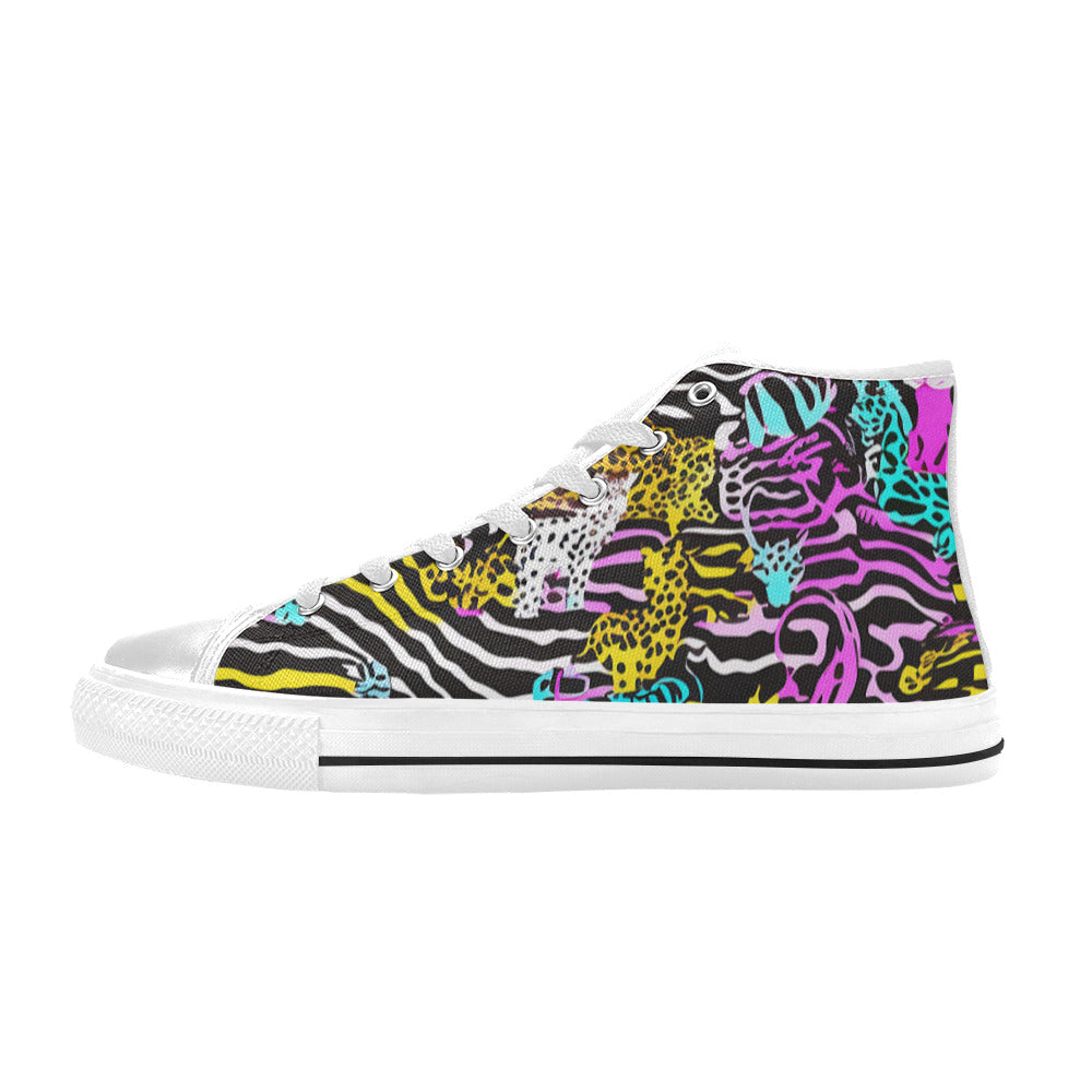 MEN'S Neon Animal Print Men’S High Top Canvas Dark Academia Sneakers