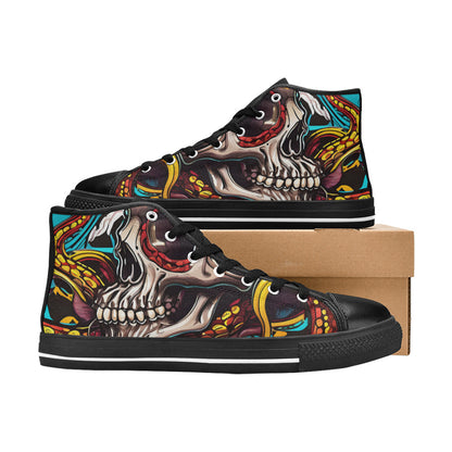 MEN'S Tentacles Skull 2 Men’S High Top Canvas Vivid Shoes