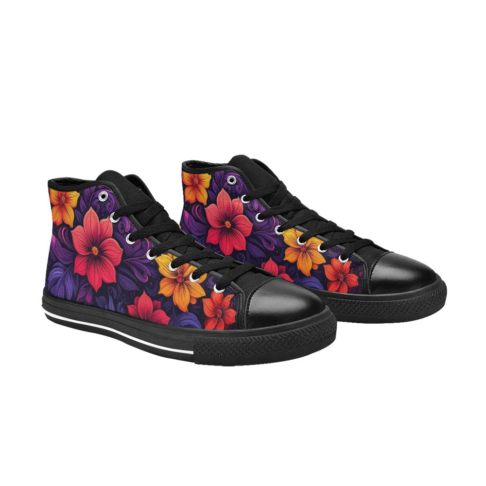 MEN'S Exotic Floral Weave High Top Canvas Aesthetic Custom Sneakers