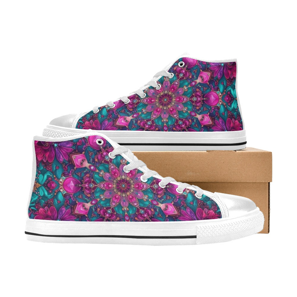 MEN'S Feminine Jeweled Skull High Top Canvas Dreamcore Custom Shoes