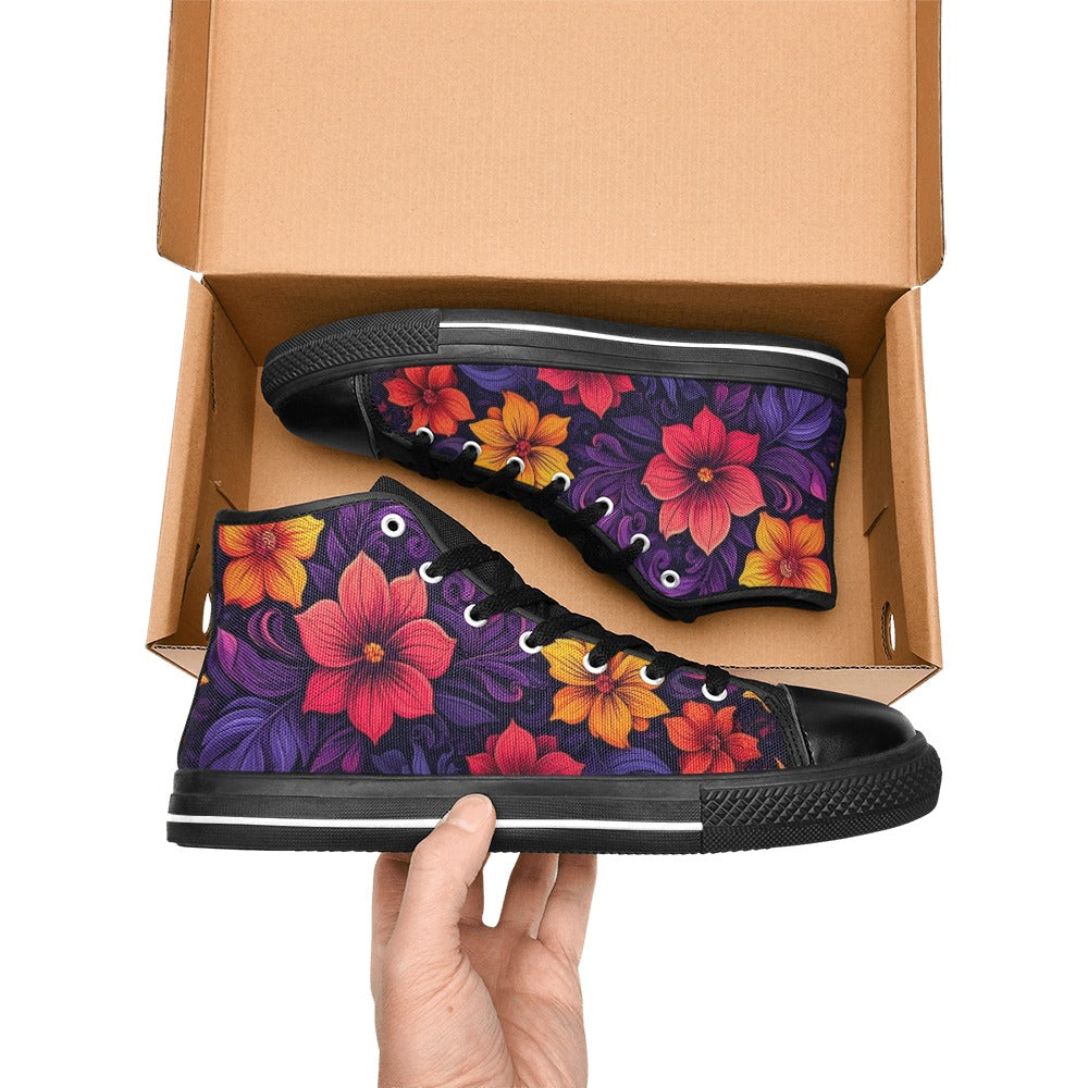 MEN'S Exotic Floral Weave High Top Canvas Aesthetic Custom Sneakers