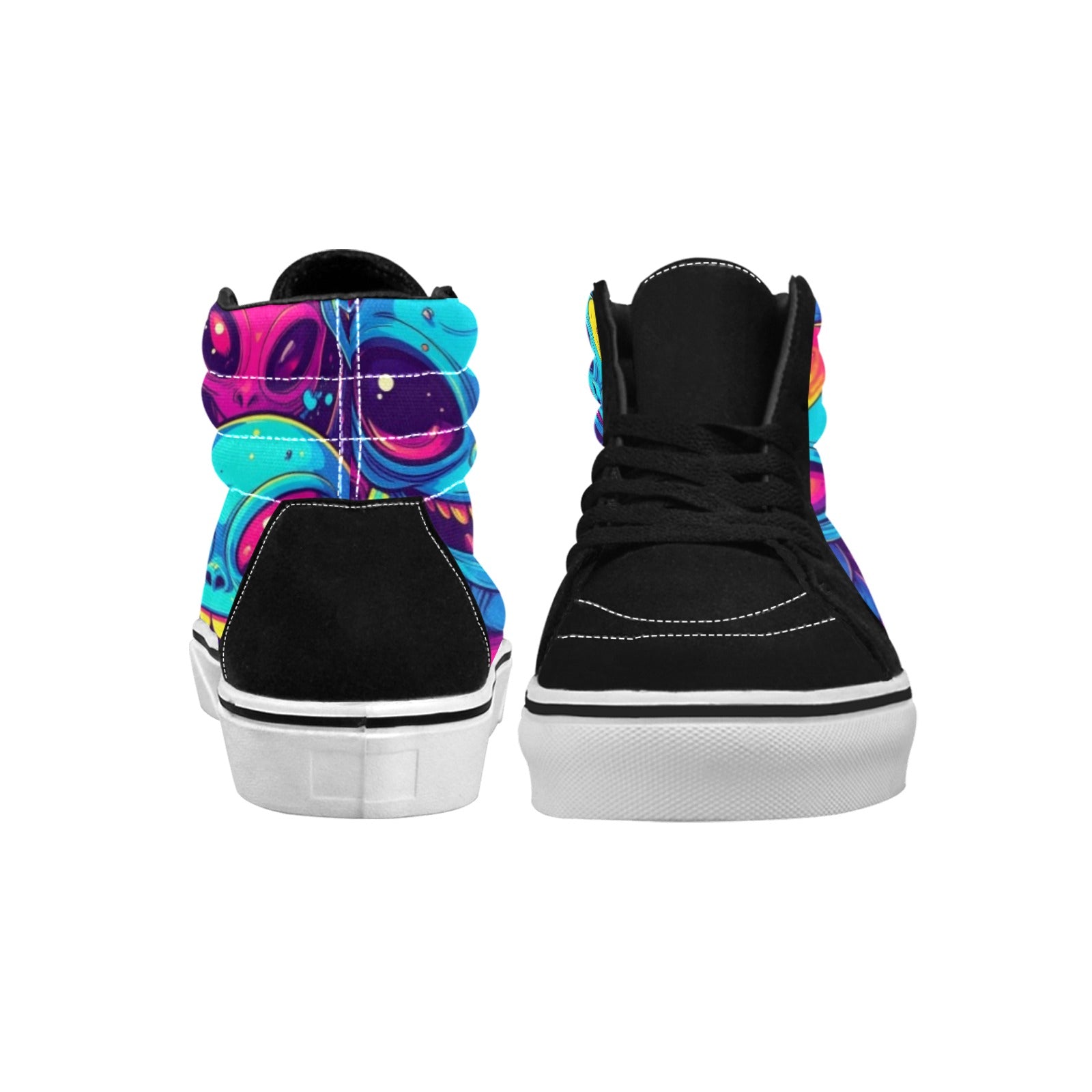 WOMEN'S Alien UFO Cartoon High Top Skateboarding Surreal Shoes