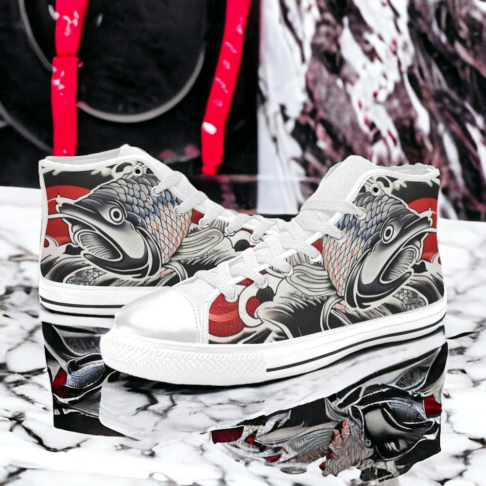 Cherry Blossom Neon Electric Unique MEN Bold Art - Freaky Shoes | Custom Art Sneakers