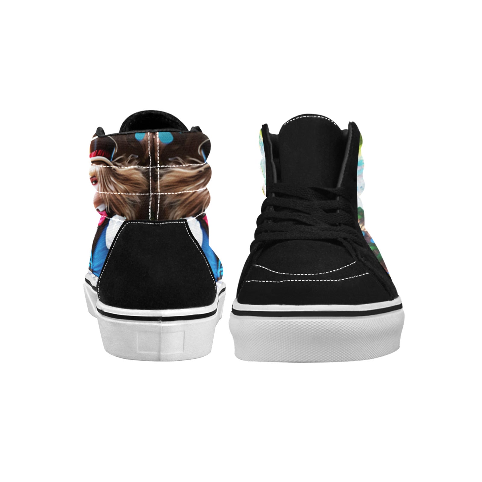 WOMEN'S Acid Creepy Wonderland Psychedelic High Top Skateboarding Grunge Custom Sneakers