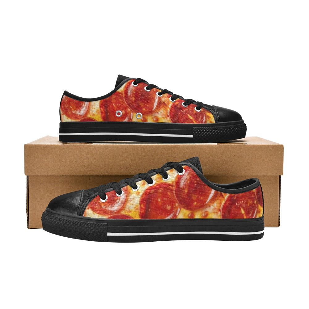 KIDS' Pepperoni Pizza Low Top Canvas Vibrant Chaos Custom Shoes