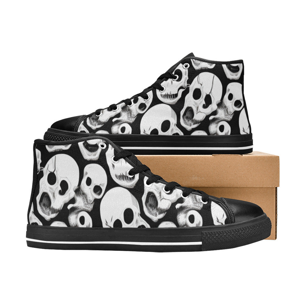 WOMEN'S Cc Skulls One Color High Top Canvas Cottagecore Custom Shoes