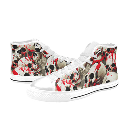WOMEN'S Splatter Skulls 3 High Top Canvas Surreal Custom Shoes