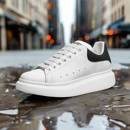 Freaky Shoes® White Black Lace Up Sneakers - Freaky Shoes®