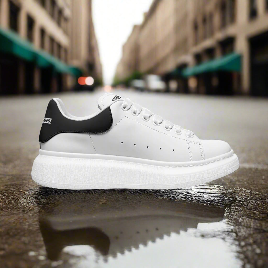 Freaky Shoes® White Black Lace Up Sneakers - Freaky Shoes®