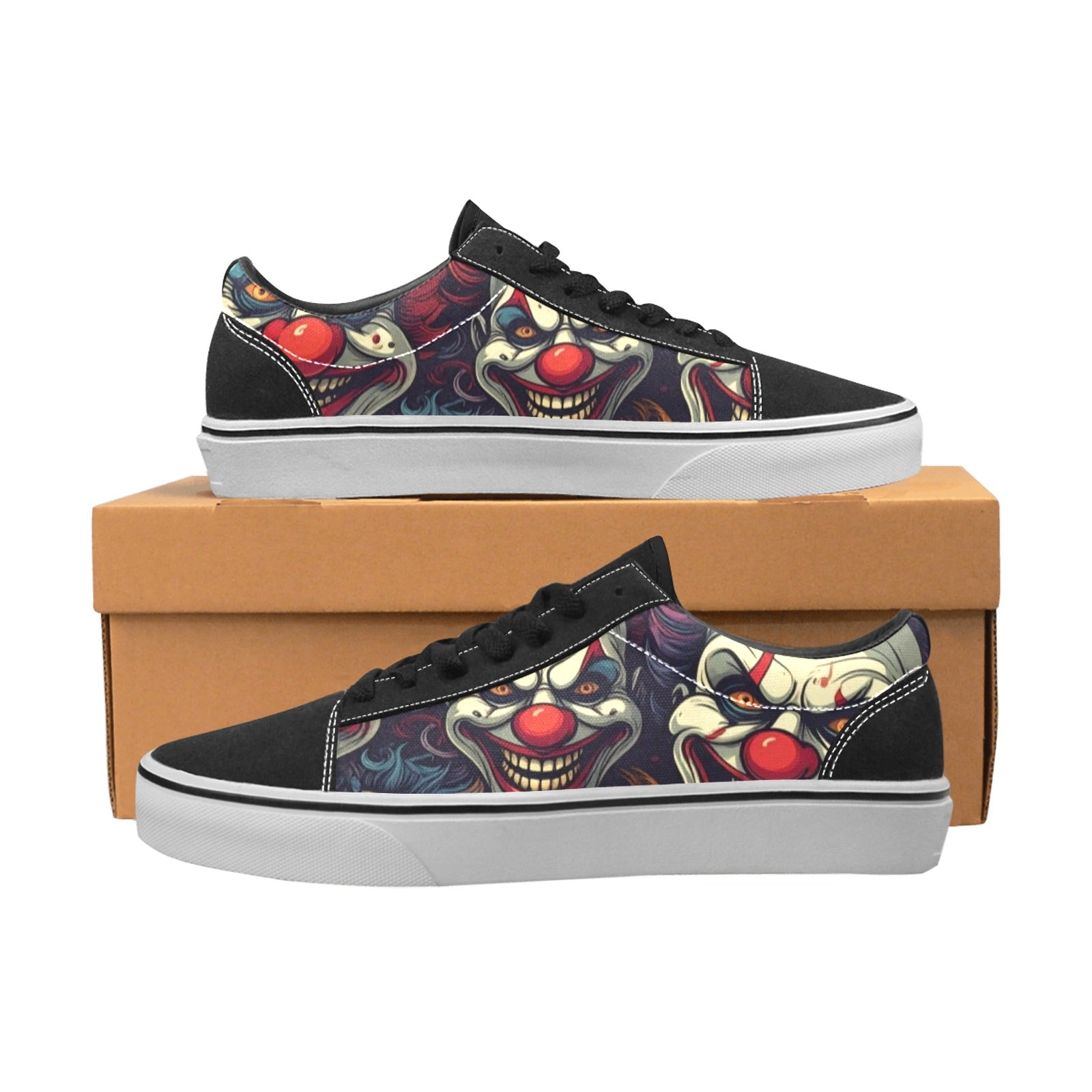 WOMEN'S Evil Clowns Heads Faces Low Top Skateboarding Dreamcore Shoes