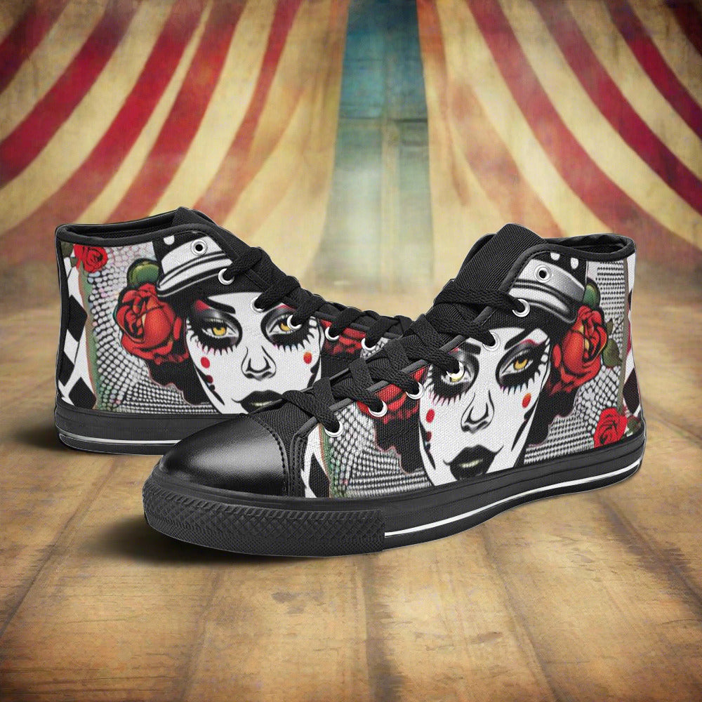 Wolf Red Gold Vivid WOMEN Bold Art - Freaky Shoes | Custom Art Sneakers